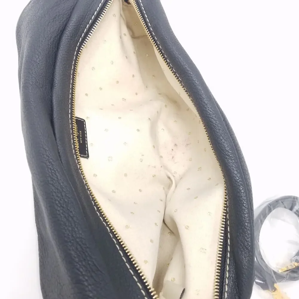 Kate Spade Y2K Black Leather Clutch Purse Gold Buckle Baguette